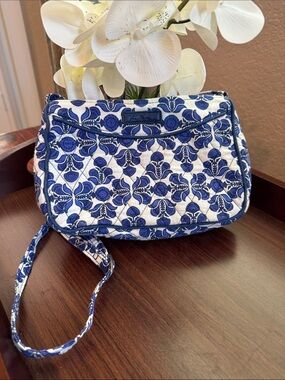 Vera Bradley Blue & White Quilted Floral Wristlet